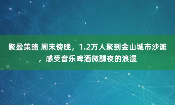 聚盈策略 周末傍晚，1.2万人聚到金山城市沙滩，感受音乐啤酒微醺夜的浪漫